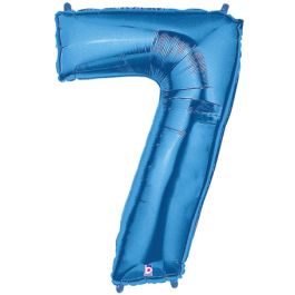 Blue Number 7 Foil Balloon 34" - 5-Pack - Image 1