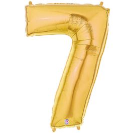 Gold Number 7 Foil Balloon 34 Inch - Milestone Birthday Decor - Image 1