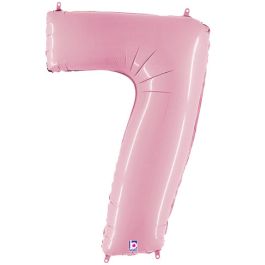 Pastel Pink Number 7 Foil Balloon 34 Inch - 5-Pack Birthday - Image 1