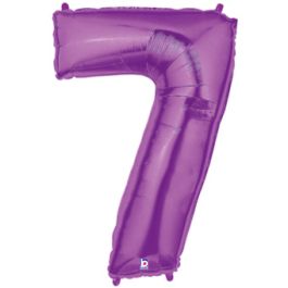 Purple Number 7 Foil Balloon - Large Shape 34 Inch - Image 1