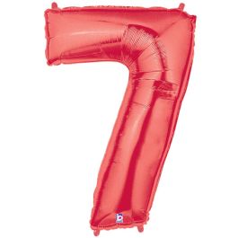 Red Number 7 Foil Balloon 34 Inch - Image 1