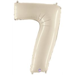 White Number 7 Foil Balloon - 34 Inch Milestone Decor - Image 1