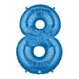 Blue Number 8 Foil Balloon - Large Milestone Decoration - Image 1