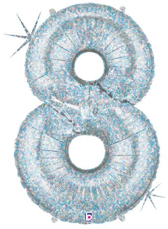 Number 8 Holographic Balloon - 3-Pack - Image 1
