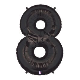 Black Number 8 Foil Balloon - Large Shape Birthday Decor - Image 1