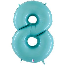 Pastel Blue Number 8 Foil Balloon - 34 Inch Milestone Decor - Image 1