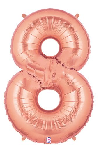 Rose Gold Number 8 Balloon - 3-Pack - Image 1