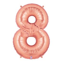 Rose Gold Number 8 Foil Balloon - 34 Inch Birthday Decor - Image 1