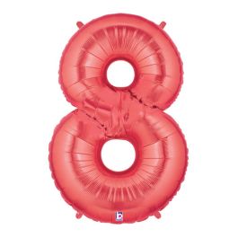 Red Number 8 Foil Balloon 34 Inch - Image 1