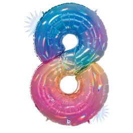 Opal Holographic Number 8 Foil Balloon - Birthday Milestone - Image 1