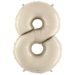 White Sand Number 8 Foil Balloon 34 Inch - Image 1