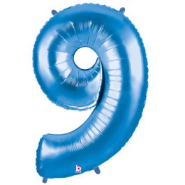 Blue Number 9 Foil Balloon - Birthday Decoration - Image 1