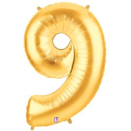 Gold Number 9 Foil Balloon 34 Inch - Image 1