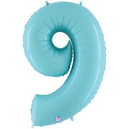 Pastel Blue Number 9 Foil Balloon 34 Inch - Image 1