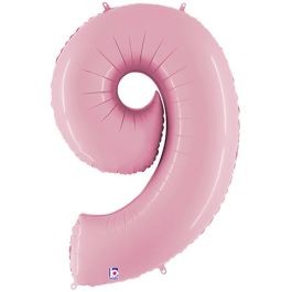 Pastel Pink Number 9 Foil Balloon - Large Shape - Image 1