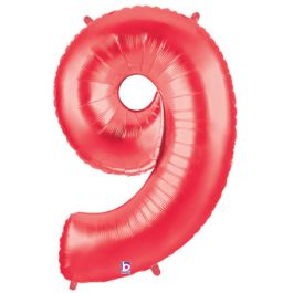 Red Foil Number 9 Balloon 34 Inch - Milestone Birthday Decor - Image 1