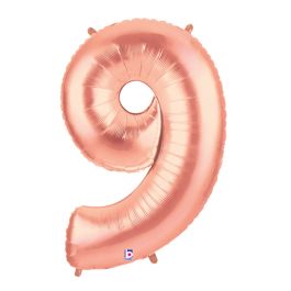 Rose Gold Number 9 Foil Balloon - Large Shaped Decoration - Image 1