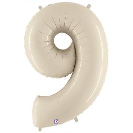 White Number 9 Foil Balloon 34 Inch Large Shape - Image 1