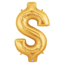 Gold Dollar Sign Balloon 34 Inch Foil Large Shape - Image 1
