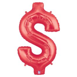 Red Dollar Sign Foil Balloon 34 Inch - Image 1