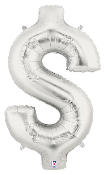 Dollar Sign Balloons - 3-Pack Silver 34" Megaloons - Image 1