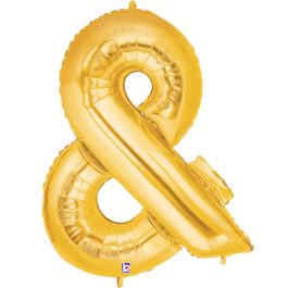 Gold Ampersand Balloon 34 Inch Foil - Image 1