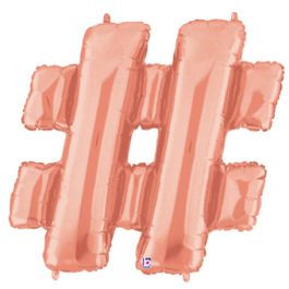 Rose Gold Hashtag (#) Foil Balloon 34 Inch - Image 1