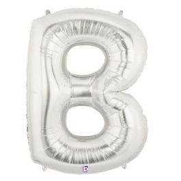 Silver Letter B Foil Balloon 34 Inch Large Shape - Image 1