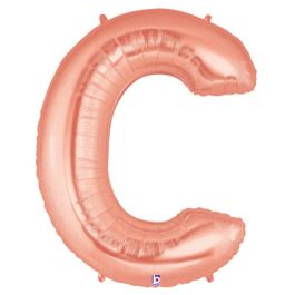 Rose Gold Letter C Foil Balloon 34 Inch - Large Shape Party Decor - Image 1