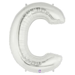 Silver Letter C Foil Balloon 34 Inch - Image 1