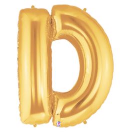 Gold Letter D Foil Balloon 34 Inch Large Shape - Image 1