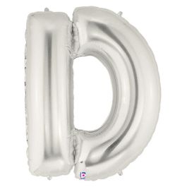 Silver Letter D Balloon 34 Inch Foil - Set of 5 - Image 1