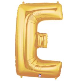 Gold Letter E Balloon 34 Inch Foil Decoration - Image 1