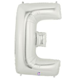 Silver Foil Letter E Balloon - 34 Inch Large Shape - Image 1