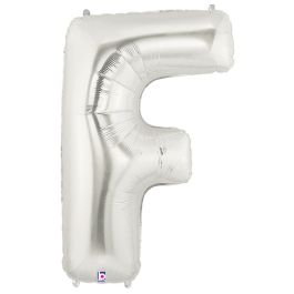 Silver Letter F Balloon 34 Inch Foil Decoration - Image 1