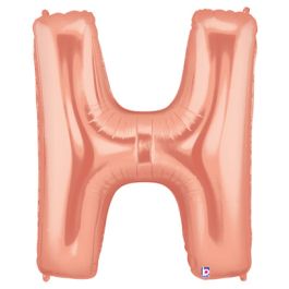 Rose Gold Letter H Foil Balloon 34 Inch - Image 1