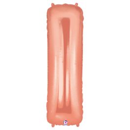 Rose Gold Foil Balloon Letter I - 34 Inch Large Shape - Image 1