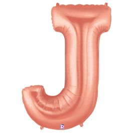 Rose Gold Letter J Balloon 34 Inch Foil - Name Initial - Image 1