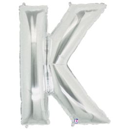 Silver Letter K Foil Balloon 34 Inch - Image 1
