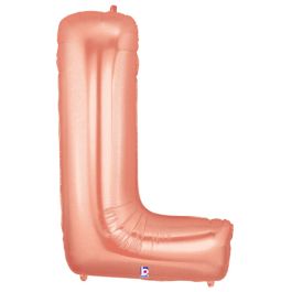Rose Gold Letter L Foil Balloon 34 Inch Large Shaped Decoration - Image 1