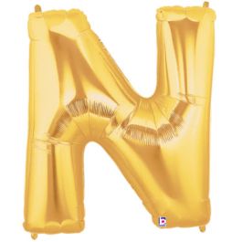 Gold Letter N Foil Balloon 34 Inch - Image 1