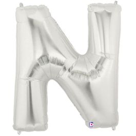 Silver Letter N Foil Balloon 34 Inch - Image 1