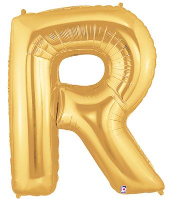 Gold Letter R Foil Balloon 34 Inch - Giant Initial Decoration - Image 1