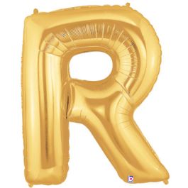 Gold Letter R Foil Balloon - Large Initial Decoration - Image 1