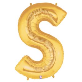 Gold Letter S Balloon 34" - 5-Pack - Image 1