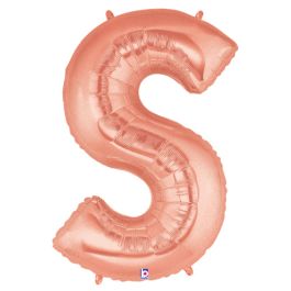Rose Gold Letter S Foil Balloon 34 Inch - Image 1