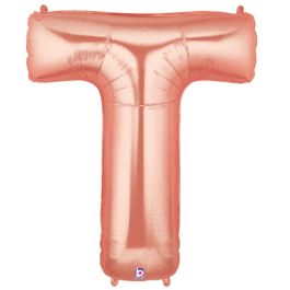 Rose Gold Letter T Foil Balloon 34 Inch - Image 1