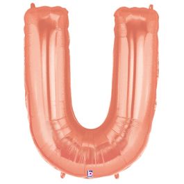 Rose Gold Letter U Balloon 34 Inch Foil Decoration - Image 1