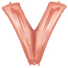 Rose Gold Letter V Foil Balloon 34 Inch - Image 1