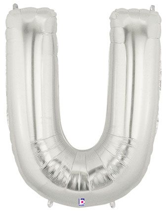 Silver Letter U Balloon 3-Pack - Party Supplies - Image 1